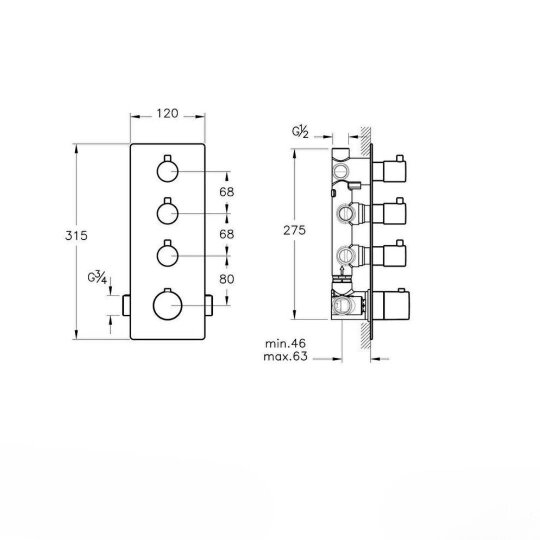 Artema Aquaheat S5 Ankastre Banyo - Duş Bataryası (5 Yollu Yönlendirici) A47189 - 2