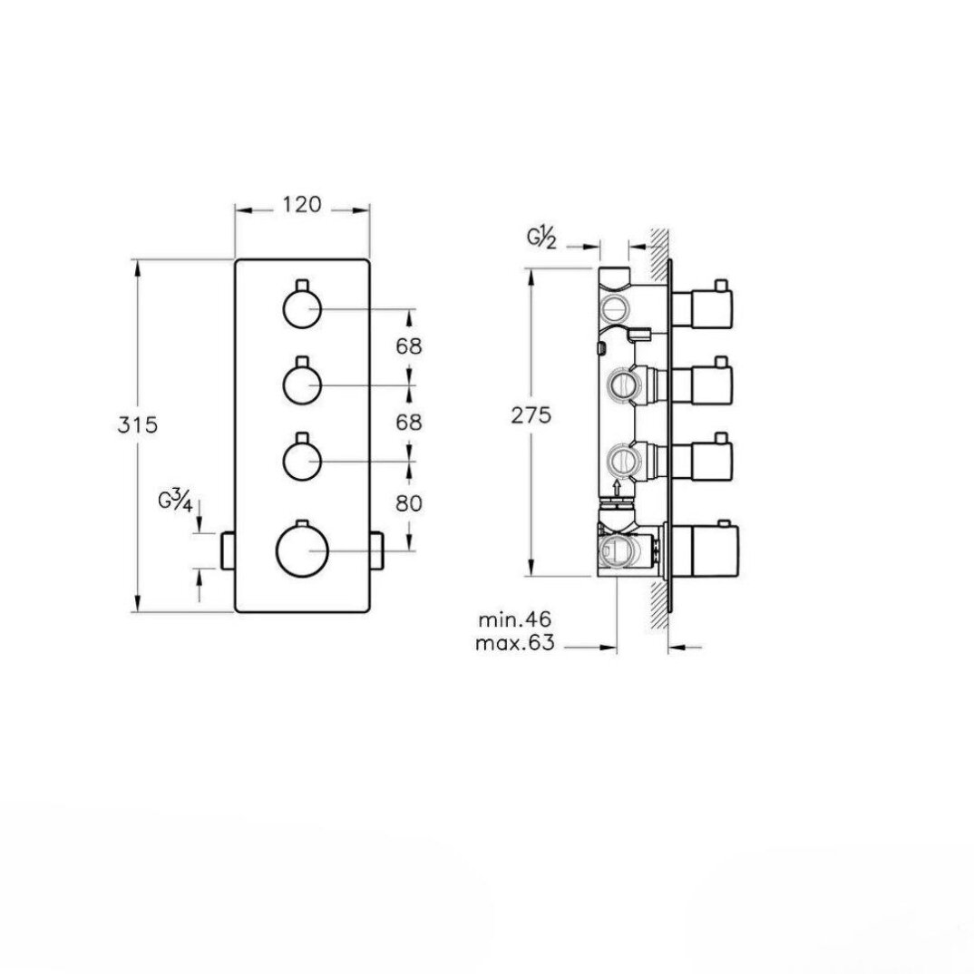 Artema Aquaheat S5 Ankastre Banyo - Duş Bataryası (5 Yollu Yönlendirici) A47189 - 2