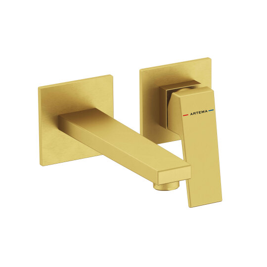 Artema Minimax Square Ankastre Lavabo Bataryası, Kısa, Fırçalı Altın (Sıva Üstü Grubu), A4359225