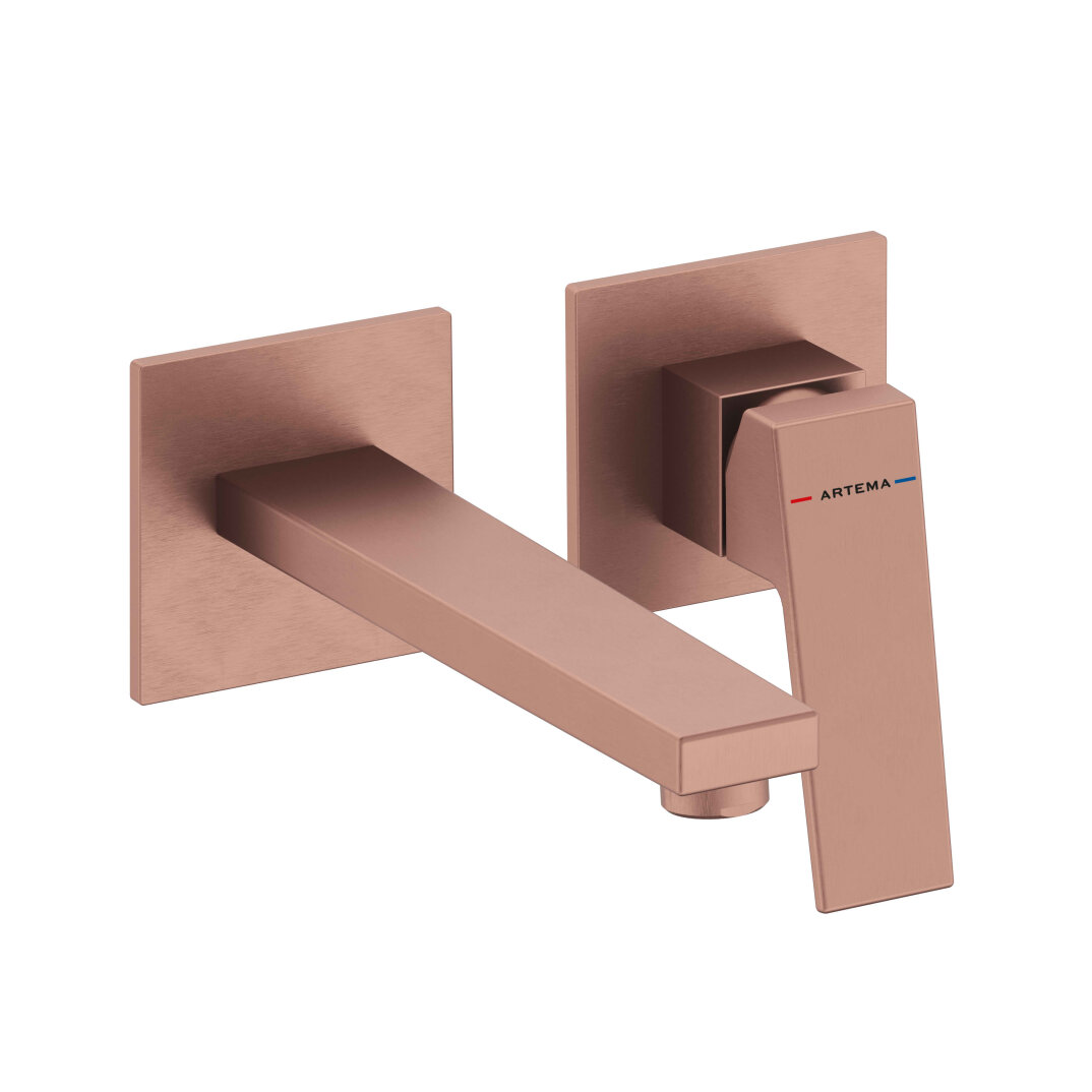 Artema Minimax Square Ankastre Lavabo Bataryası, Kısa, Fırçalı Bakır (Sıva Üstü Grubu), A4359224 - 1