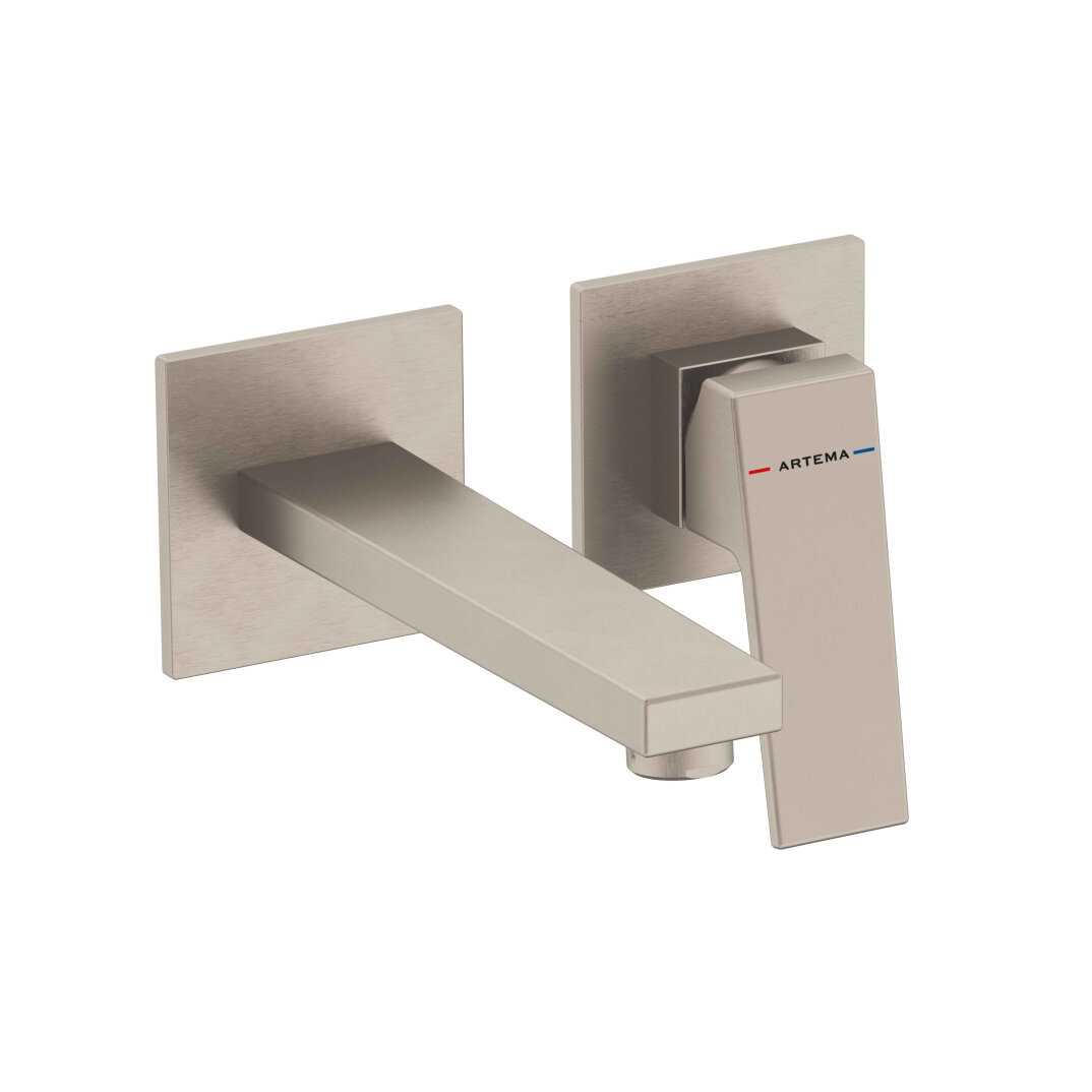 Artema Minimax Square Ankastre Lavabo Bataryası, Kısa, Fırçalı Nikel (Sıva Üstü Grubu), A4359234 - 1