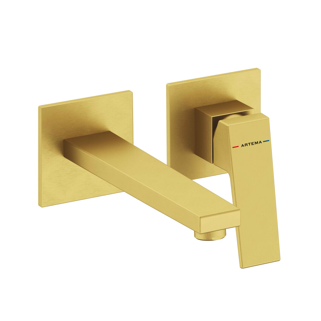 Artema Minimax Square Ankastre Lavabo Bataryası, Uzun, Fırçalı Altın (Sıva Üstü Grubu), A4359325 - 1