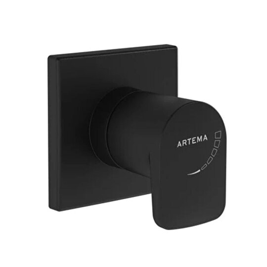 Artema Stop Valf, Root Square, Ankastre (Sıva Üstü Grubu) Mat Siyah, A4272936