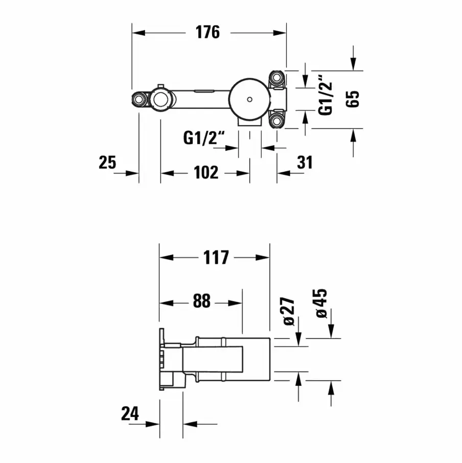 Duravit Duvardan Ankastre Lavabo Bataryası (Sıva Altı Grubu),GK1900004000 - 2