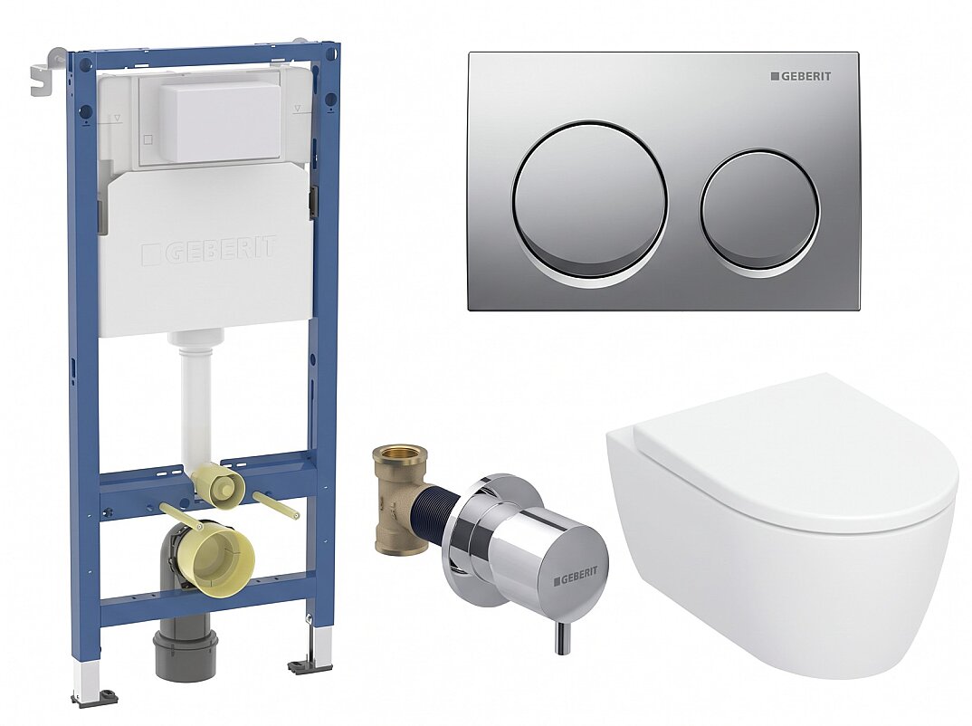 Geberit iCon TurboFlush Asma Klozet ve Alpha Duofix Gömme Rezervuar Seti, ICONSET02 - 1