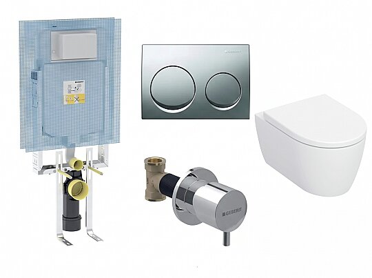Geberit iCon TurboFlush Asma Klozet ve Alpha Kombifix Gömme Rezervuar Seti, ICONSET01