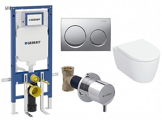 Geberit iCon TurboFlush Asma Klozet ve Sigma Duofix Gömme Rezervuar Seti, ICONSET67