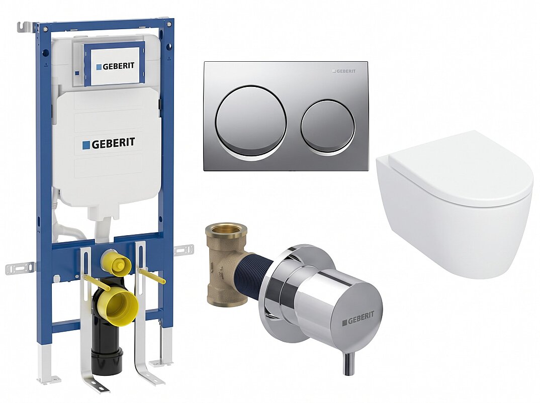 Geberit iCon TurboFlush Asma Klozet ve Sigma Duofix Gömme Rezervuar Seti, ICONSET67 - 1