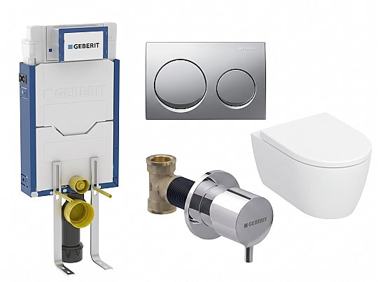 Geberit iCon TurboFlush Asma Klozet ve Sigma Kombifix Gömme Rezervuar Seti, ICONSET072