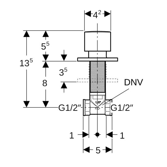 Geberit Kare Stop Valf, Krom, 616.008.21.1 - 3