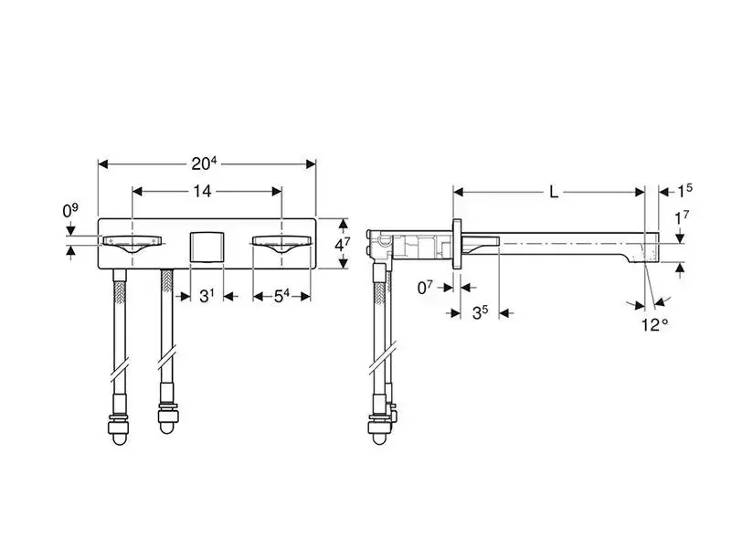 Geberit One Ankastre Lavabo Bataryası Köşeli 18 Cm Krom, 116.463.21.1 - 2