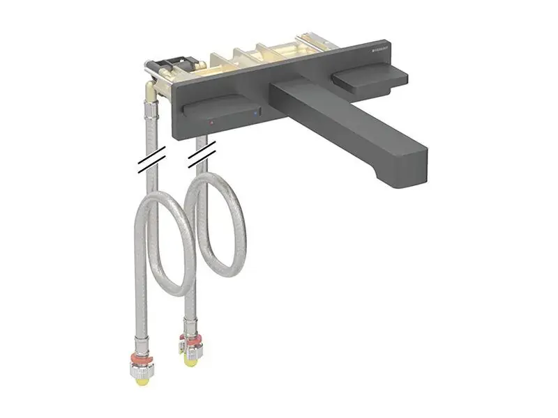 Geberit One Ankastre Lavabo Bataryası Köşeli 18 Cm Mat Siyah, 116.463.14.1 - 1