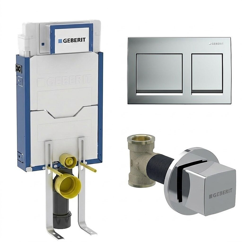 Geberit Sigma Kare Gömme Rezervuar Seti Kombifix 12Cm + Mat Krom Kapak, GEBERITSET074 - 1