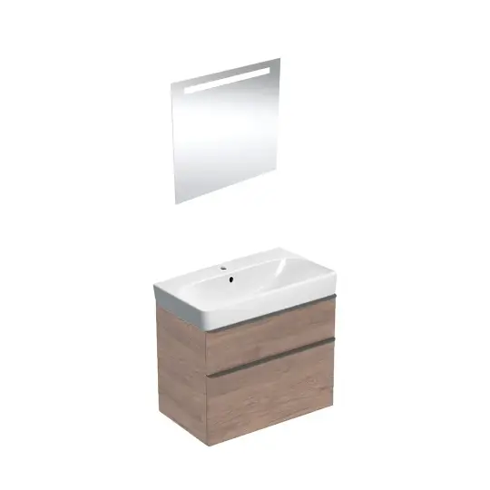 Geberit Smyle Banyo Dolabı Seti Çift Cekmeceli Amerikan Cevizi 75 Cm, SMYLESET05