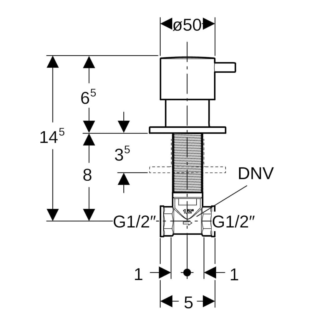 Geberit Stop Valf, Krom, 616.004.21.1 - 3