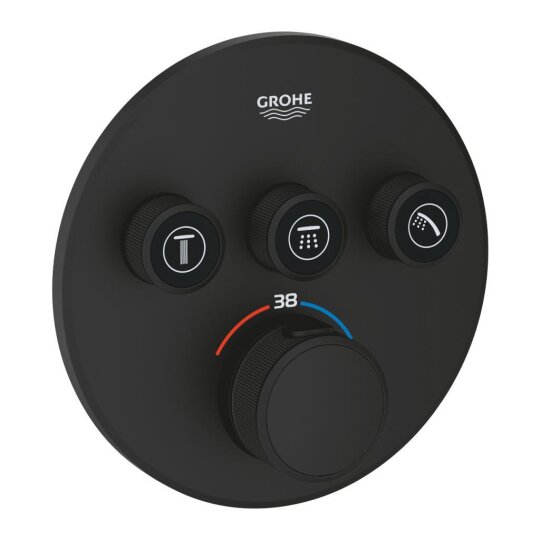 Grohe Grohtherm SmartControl Ankastre Termostatik Banyo/Duş Bataryası (Sıva Üstü Grubu), 3 Yollu, Hayalet Siyah, 29508KF0