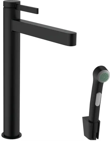 Hansgrohe Finoris Tek Kollu Lavabo Bataryası 260, Bidette El Duşu Ve 160 Cm Duş Hortumu İle Siyah Satin, 76220670