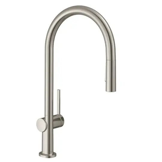Hansgrohe Talis M54 Paslanmaz Çelik Tek Kollu Eviye Bataryası 210, Çekilebilir El Duşu, 2Jet, 72800800