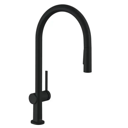 Hansgrohe Talis M54 Tek Kollu Eviye Bataryası 210, Çekilebilir El Duşu, 2Jet Mat Siyah, 72800670
