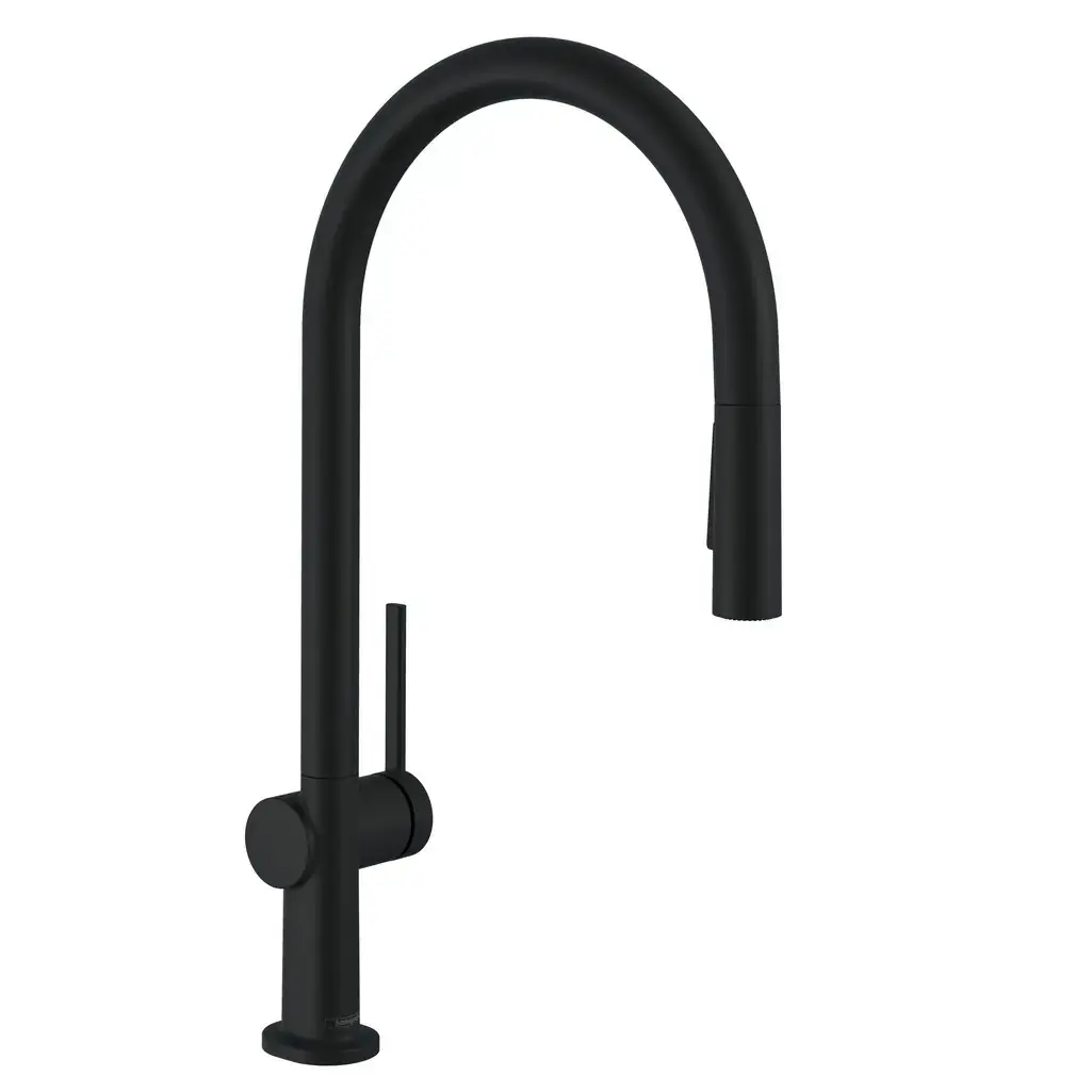 Hansgrohe Talis M54 Tek Kollu Eviye Bataryası 210, Çekilebilir El Duşu, 2Jet Mat Siyah, 72800670 - 1