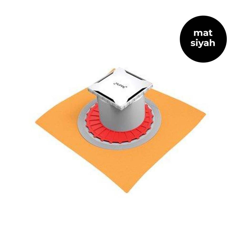Hüppe Master S 10x10 Yalıtımlı Noktasal Su Gideri, Mat Siyah, Yandan, 47H002600000MS05 - 1