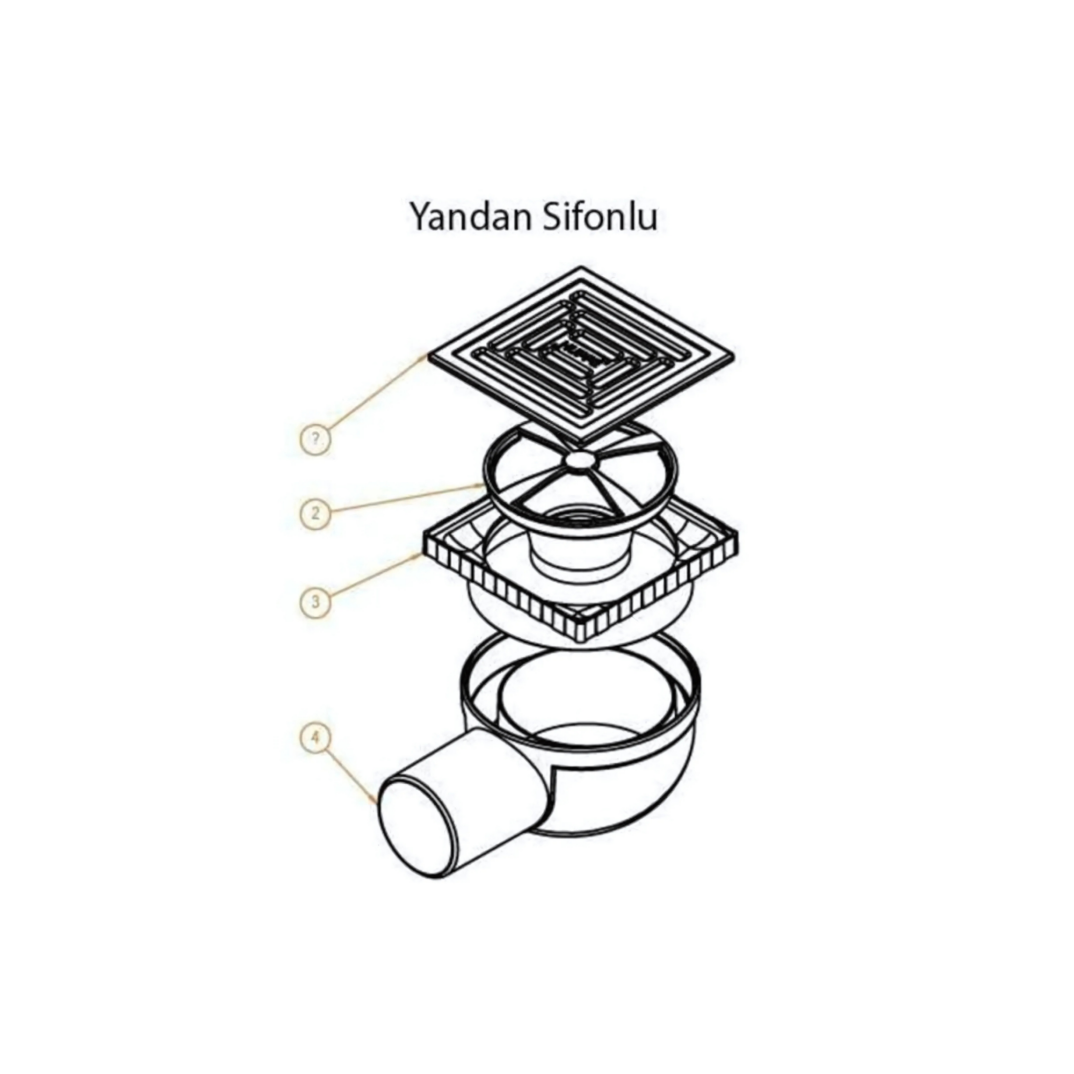 Hüppe Master X 10x10 Yalıtımlı Noktasal Su Gideri, Titanyum Siyah, Yandan, 47H002600000MS01 - 3