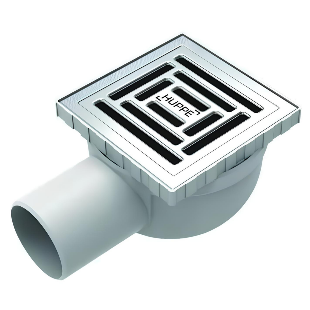 Hüppe Master X 10x10 Yalıtımsız Noktasal Su Gideri, Mat, Yandan, 47H0026000000001 - 1