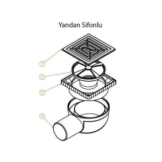 Hüppe Master X 10x10 Yalıtımsız Noktasal Su Gideri, Mat, Yandan, 47H0026000000001 - 2