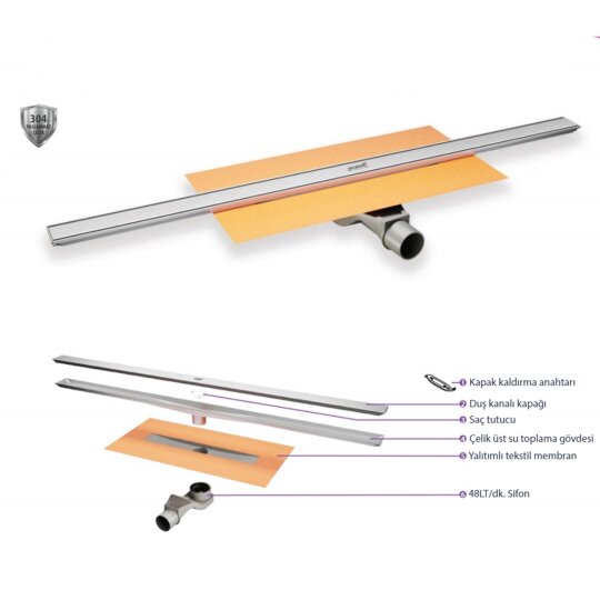 Hüppe Virtuoso Duş Kanalı, Mat, 100 cm, 47H0032000000008 - 4