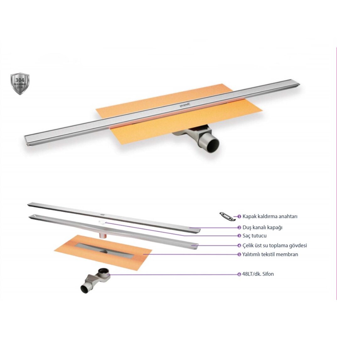 Hüppe Virtuoso Duş Kanalı, Mat, 80 cm, 47H0032000000007 - 5