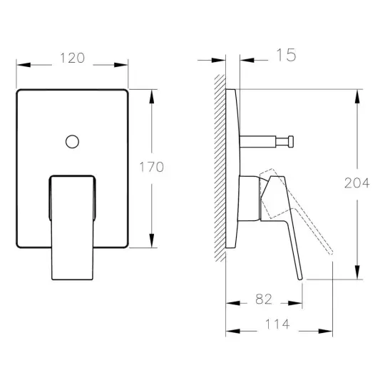 Minimax Square Ankastre Banyo Bataryası, Fırçalı Nikel, A4373234 - 2
