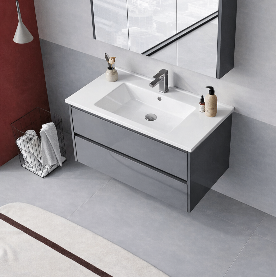 Orka Arno 100 cm Bazalt Gri Banyo Dolabı Alt Modül ve Lavabo (Çekmeceli) , 5008754 - 4