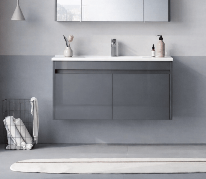 Orka Arno 100 cm Bazalt Gri Banyo Dolabı Alt Modül ve Lavabo (Kapaklı) , 5008757 - 2