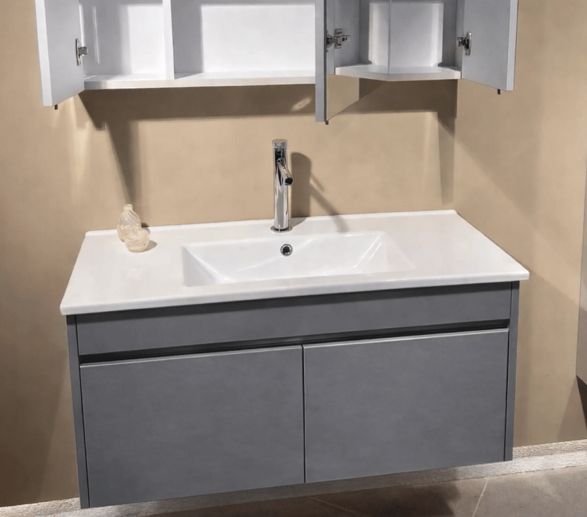 Orka Arno 100 cm Bazalt Gri Banyo Dolabı Alt Modül ve Lavabo (Kapaklı) , 5008757 - 7