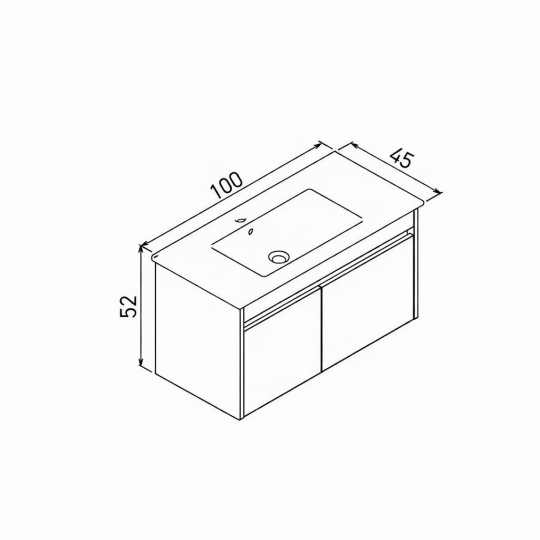 Orka Arno 100 cm Bazalt Gri Banyo Dolabı Alt Modül ve Lavabo (Kapaklı) , 5008757 - 8