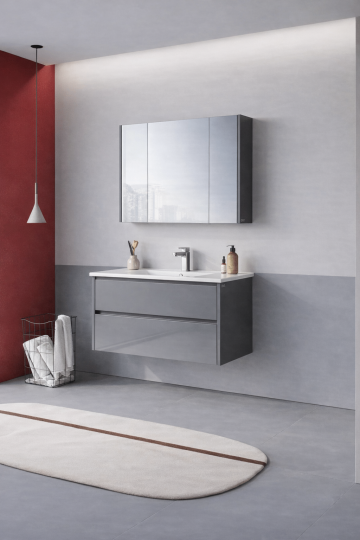 Orka Arno 100 cm Bazalt Gri Banyo Dolabı Takımı (Çekmeceli) , 5008760 - 3