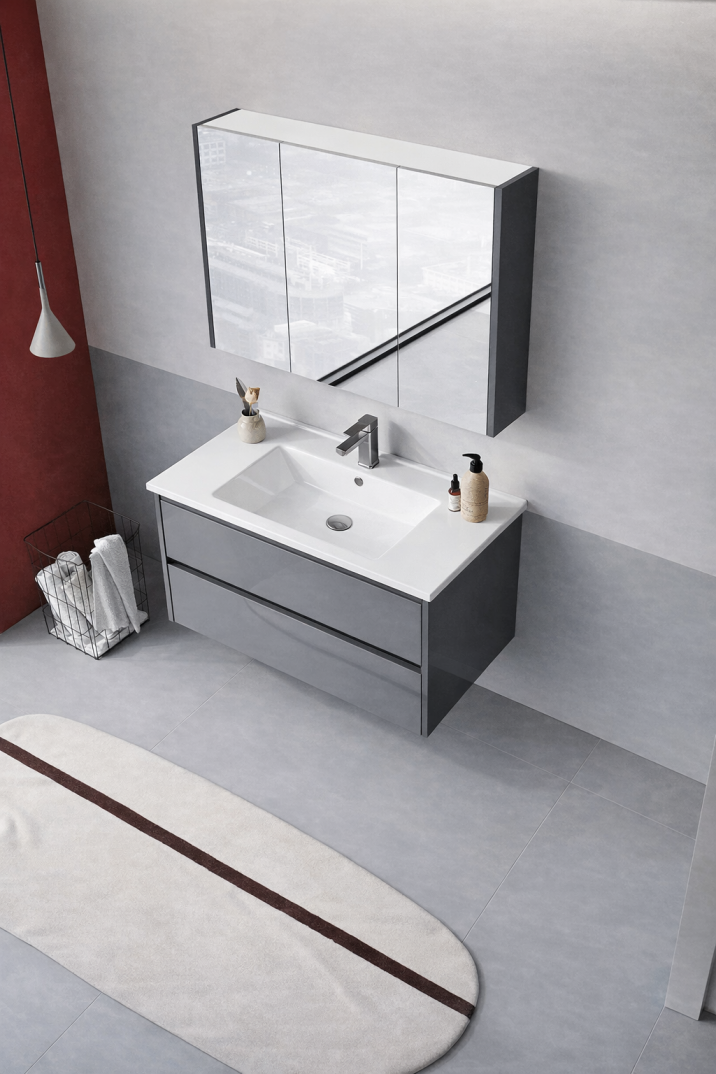 Orka Arno 100 cm Bazalt Gri Banyo Dolabı Takımı (Çekmeceli) , 5008760 - 4