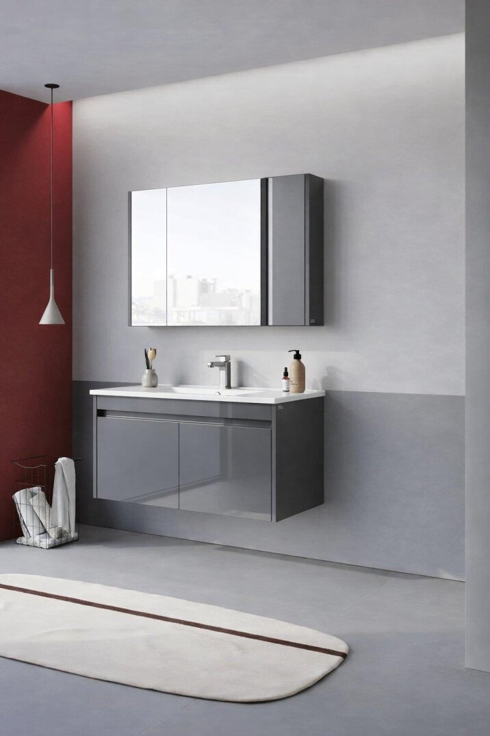 Orka Arno 100 cm Bazalt Gri Banyo Dolabı Takımı (Kapaklı) , 5008763 - 3