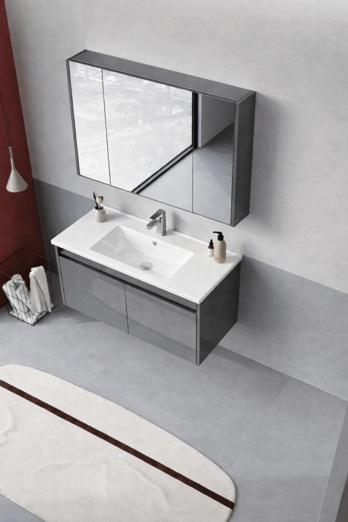 Orka Arno 100 cm Bazalt Gri Banyo Dolabı Takımı (Kapaklı) , 5008763 - 4