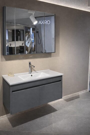 Orka Arno 100 cm Bazalt Gri Banyo Dolabı Takımı (Kapaklı) , 5008763 - 5