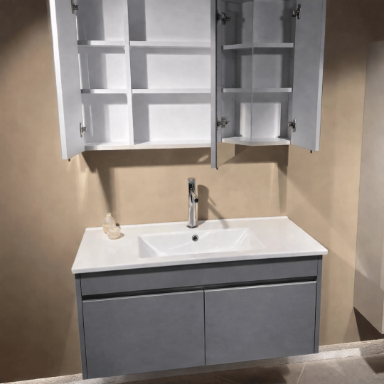 Orka Arno 100 cm Bazalt Gri Banyo Dolabı Takımı (Kapaklı) , 5008763 - 7