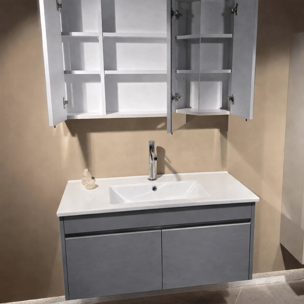 Orka Arno 100 cm Bazalt Gri Banyo Dolabı Takımı (Kapaklı) , 5008763 - 7