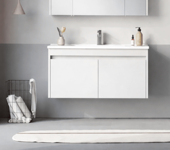 Orka Arno 100 cm Parlak Beyaz Banyo Dolabı Alt Modül ve Lavabo (Kapaklı) , 5008759 - 2