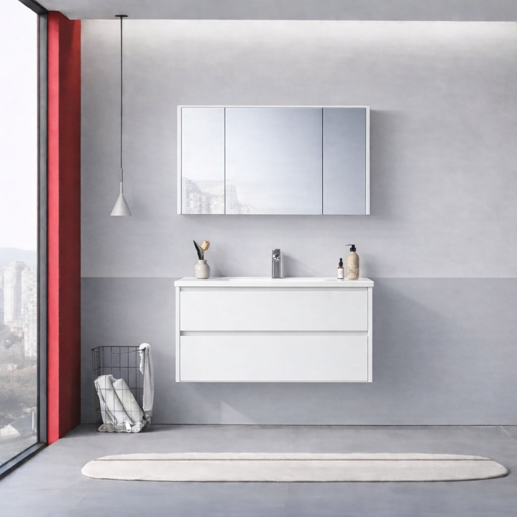 Orka Arno 100 cm Parlak Beyaz Banyo Dolabı Takımı (Çekmeceli) , 5008762 - 2