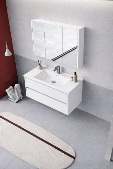 Orka Arno 100 cm Parlak Beyaz Banyo Dolabı Takımı (Çekmeceli) , 5008762 - 4