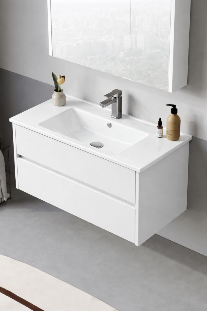 Orka Arno 100 cm Parlak Beyaz Banyo Dolabı Takımı (Çekmeceli) , 5008762 - 5