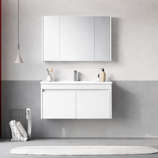 Orka Arno 100 cm Parlak Beyaz Banyo Dolabı Takımı (Kapaklı) , 5008765 