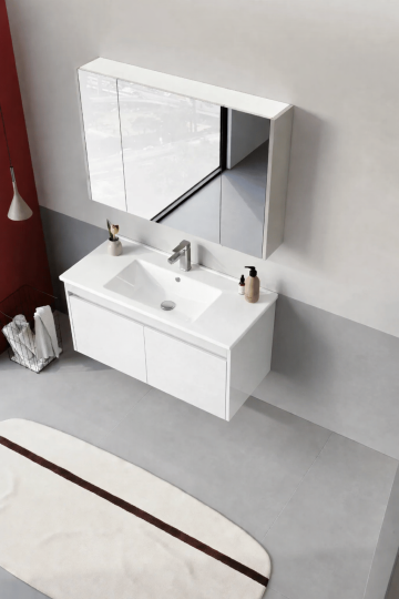 Orka Arno 100 cm Parlak Beyaz Banyo Dolabı Takımı (Kapaklı) , 5008765 - 4