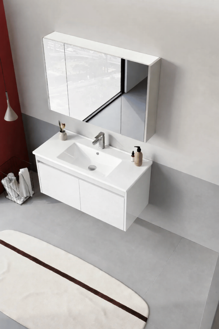 Orka Arno 100 cm Parlak Beyaz Banyo Dolabı Takımı (Kapaklı) , 5008765 - 4