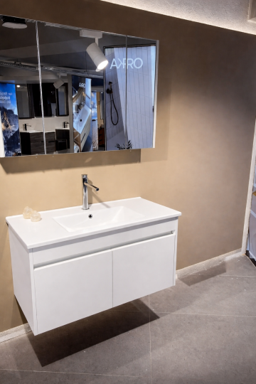 Orka Arno 100 cm Parlak Beyaz Banyo Dolabı Takımı (Kapaklı) , 5008765 - 5